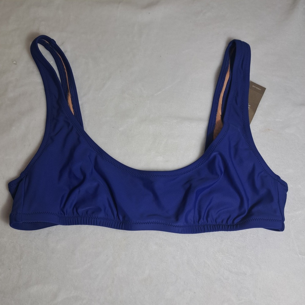J Crew Heritage‎ Scoop Neck Bikini Top Size M Blue BX611